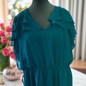 Lane Bryant Teal Ruffle Blouse